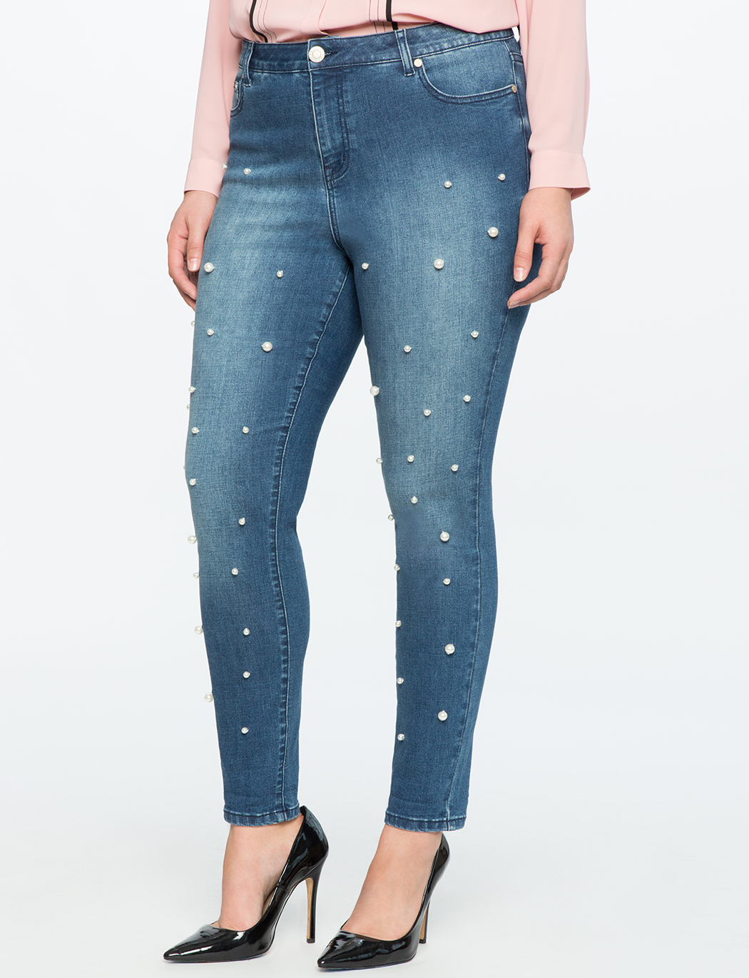 Pearl Embellished Trend on Eloquii Jeans