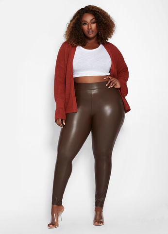ashley stewart plus size faux leather leggings